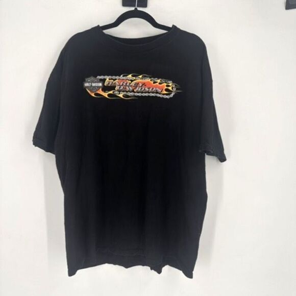 Vintage Harley-Davidson 2002 North End Plattsburgh NY T-Shirt Black XXL Flames - Picture 3 of 11